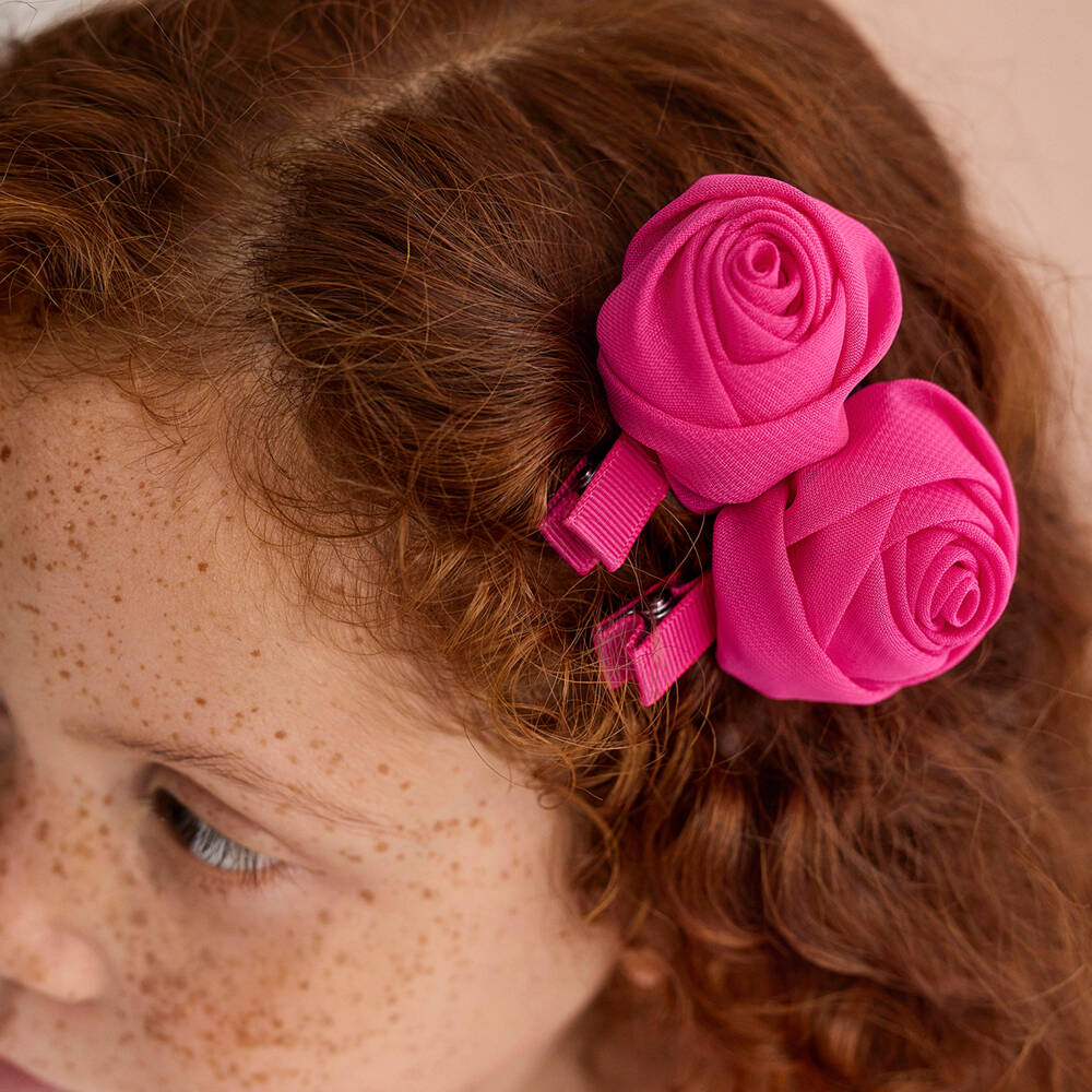 Abel & Lula-Fuchsia Rose Hair Clips 2pk | Childrensalon Outlet