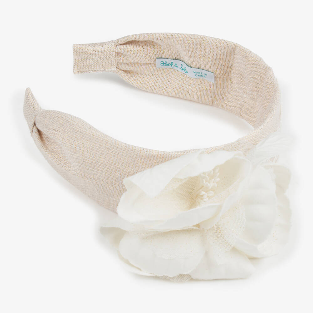 Abel & Lula-Girls Beige Blossom Headpiece | Childrensalon Outlet