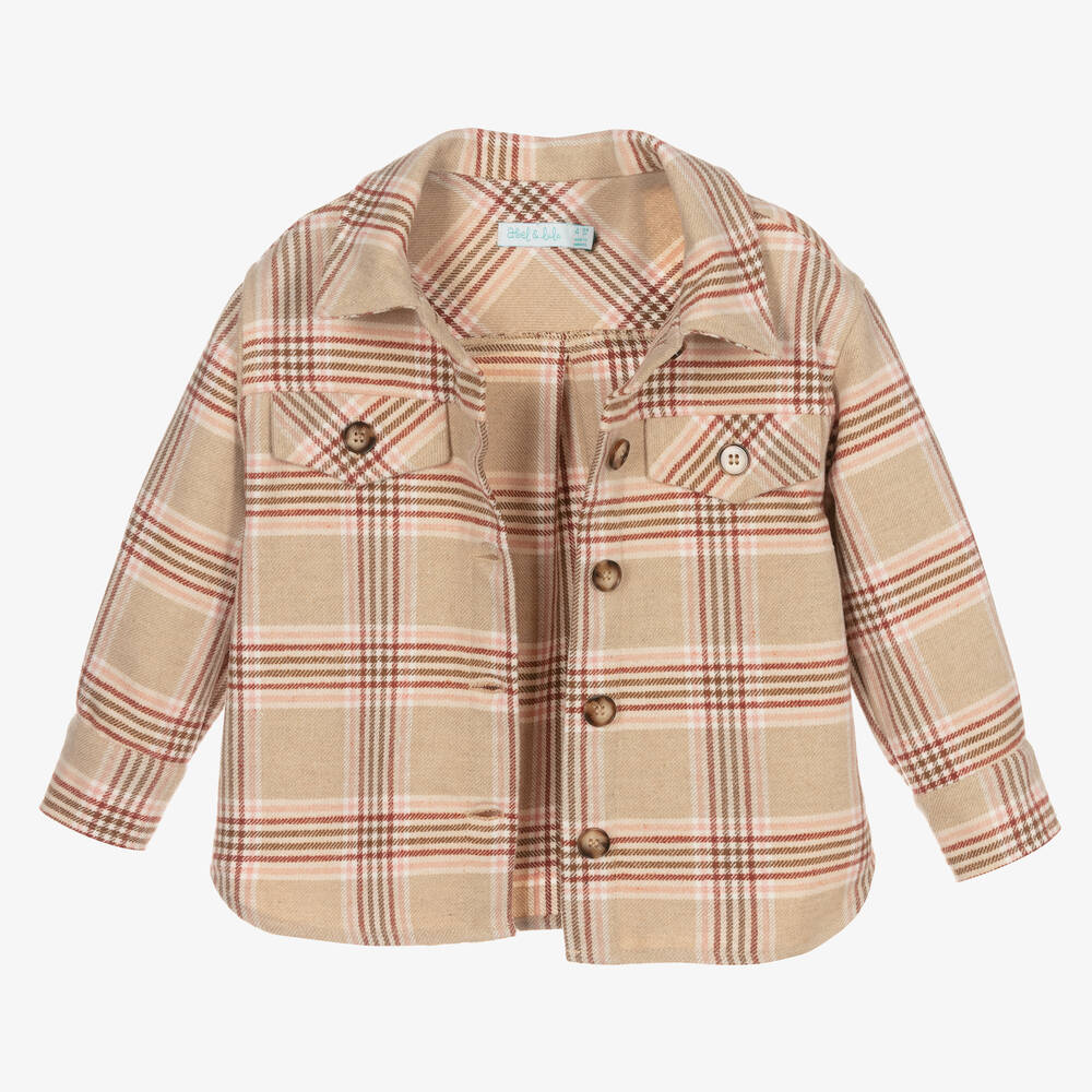 ابل اند لولا-قميص جاكيت مزيج صوف لون بيج للبنات | Childrensalon Outlet