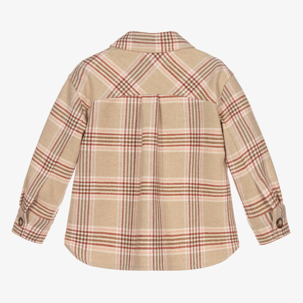 ابل اند لولا-قميص جاكيت مزيج صوف لون بيج للبنات | Childrensalon Outlet