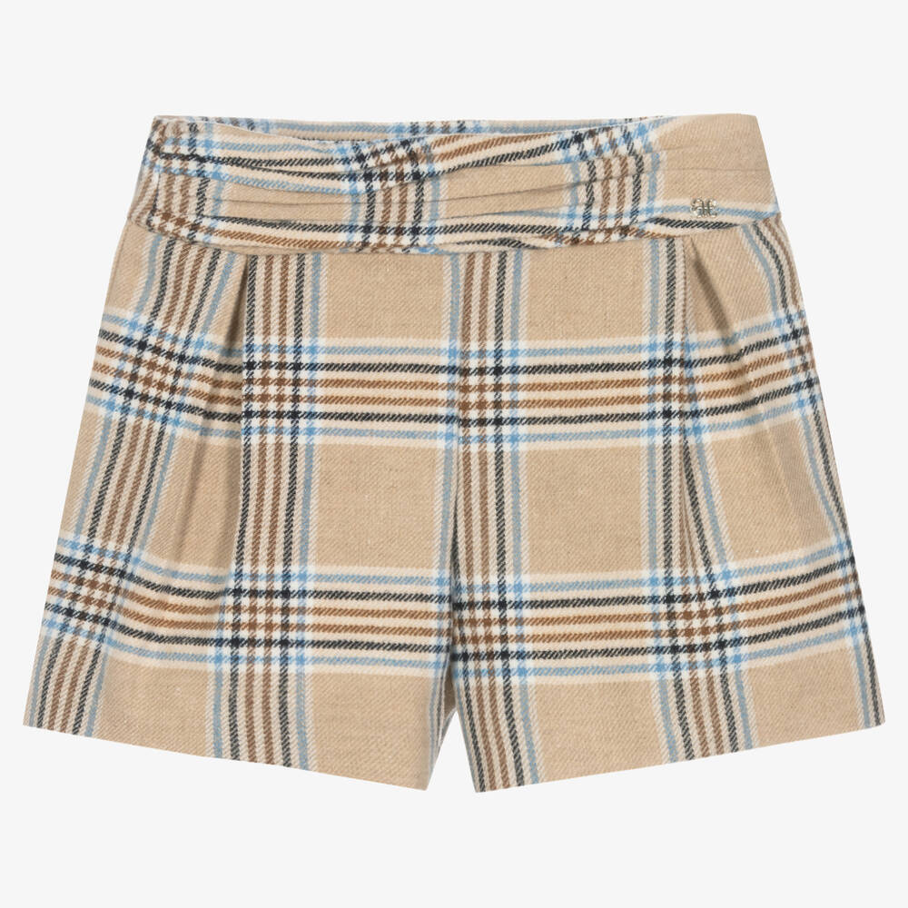 Abel & Lula - Beige, karierte Wollshorts (M) | Childrensalon