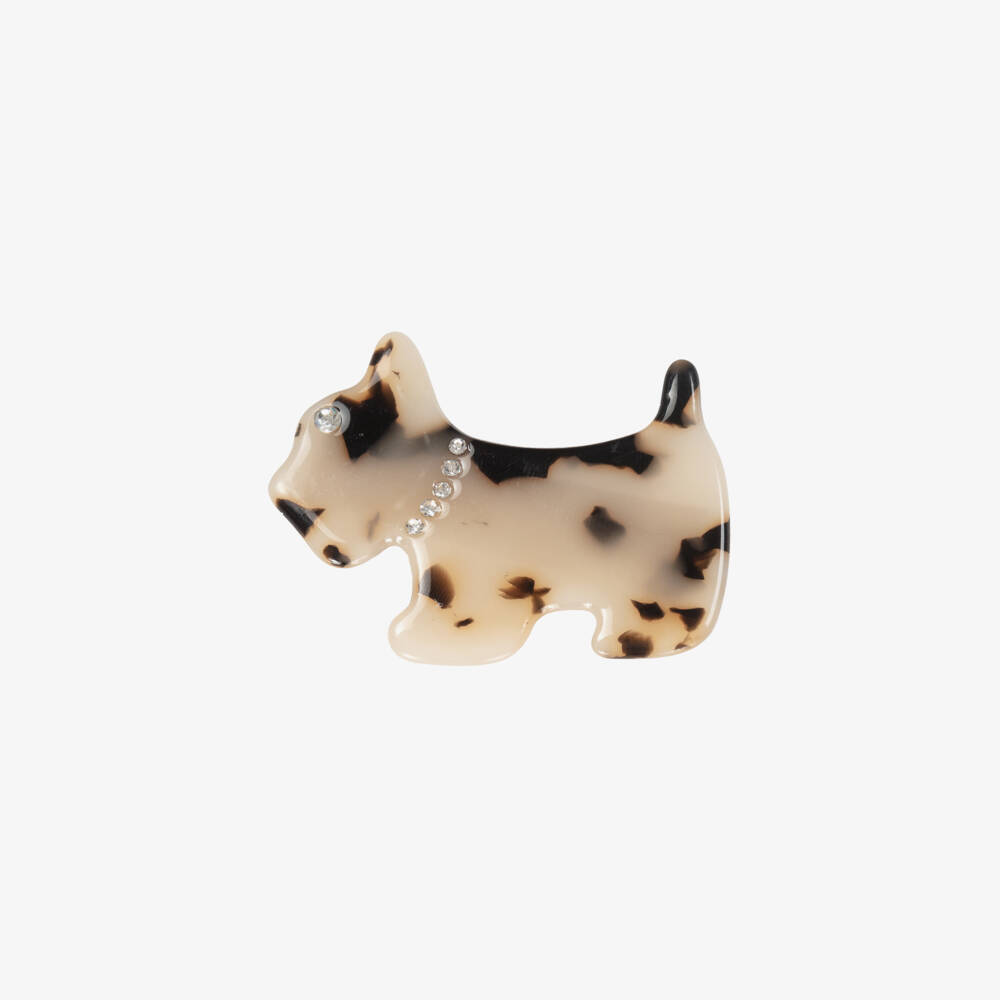 Abel & Lula-Girls Beige Faux Tortoiseshell Scottie Dog Hair Clip | Childrensalon Outlet