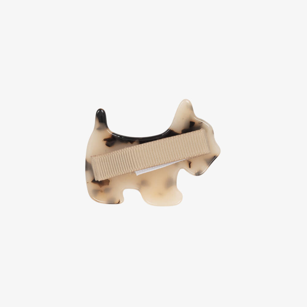 Abel & Lula-Girls Beige Faux Tortoiseshell Scottie Dog Hair Clip | Childrensalon Outlet
