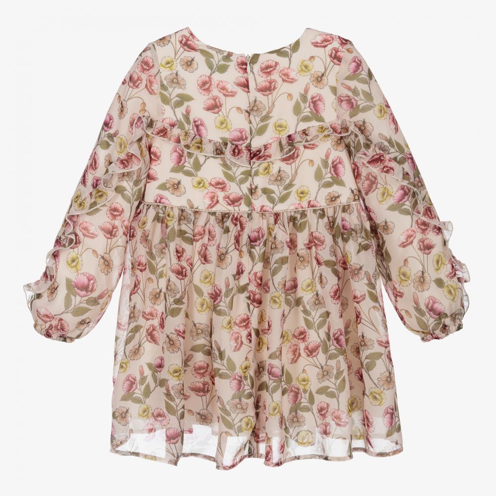 Abel & Lula-فستان لون بيج بطبعة ورود | Childrensalon Outlet