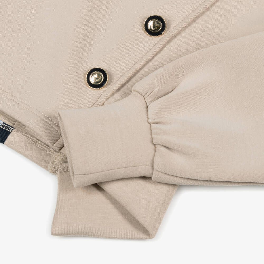 Abel & Lula-Girls Beige Jersey Wide-Leg Trouser Set | Childrensalon Outlet