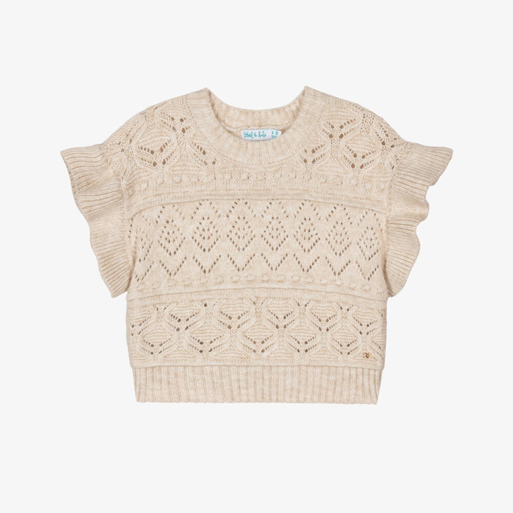 Abel & Lula-Бежевый свитер с рюшами для девочек | Childrensalon Outlet