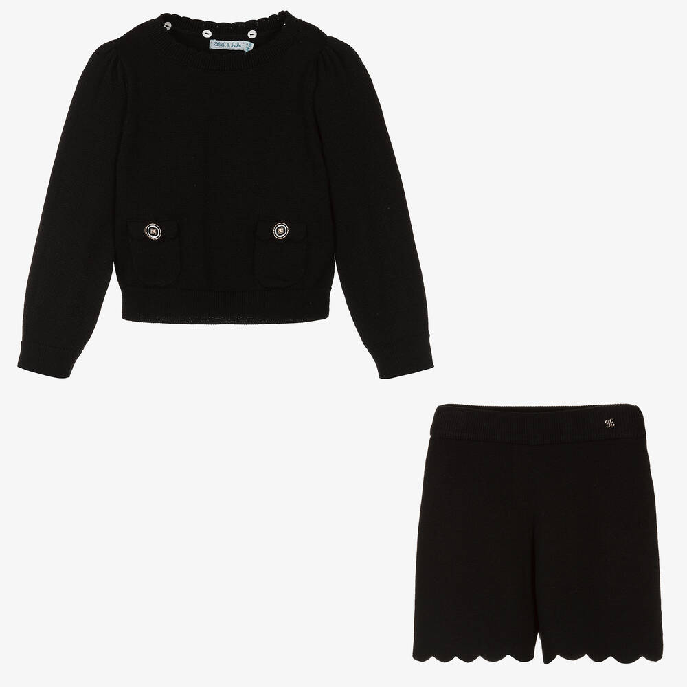 Abel & Lula-Черный трикотажный топ и шорты | Childrensalon Outlet