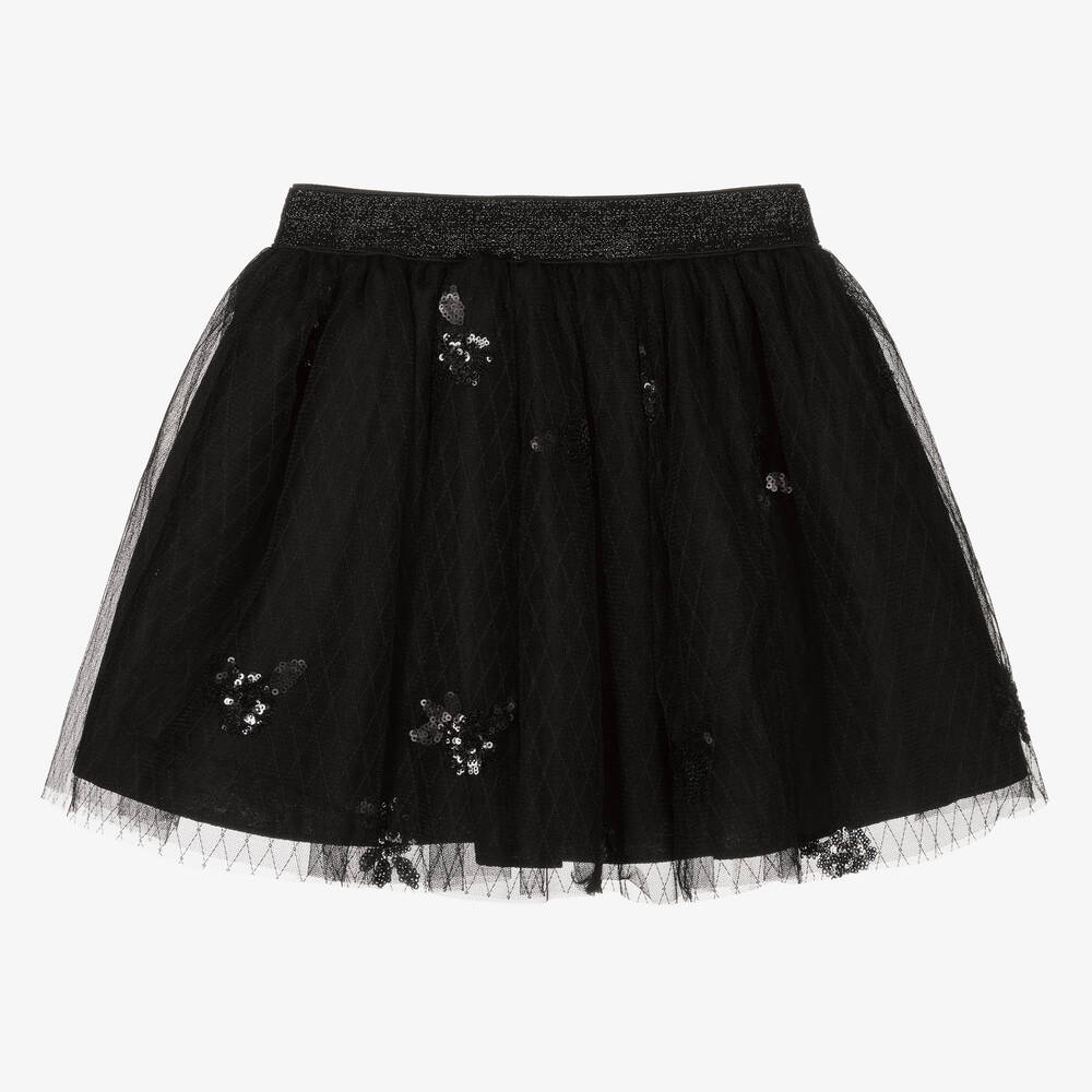 Abel & Lula - Girls Black Sequin Tulle Skirt | Childrensalon