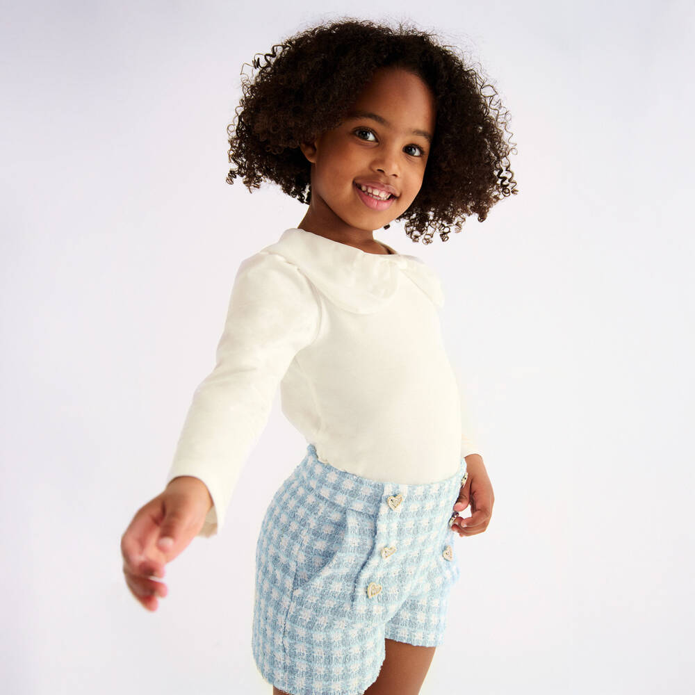 Abel & Lula-Шорты из синей твидовой клетки для девочек | Childrensalon Outlet