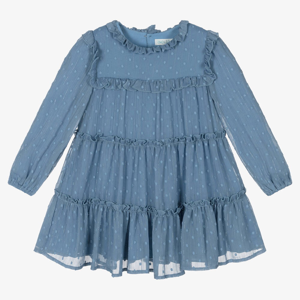 Abel & Lula - Blaues Chiffonkleid für Mädchen | Childrensalon