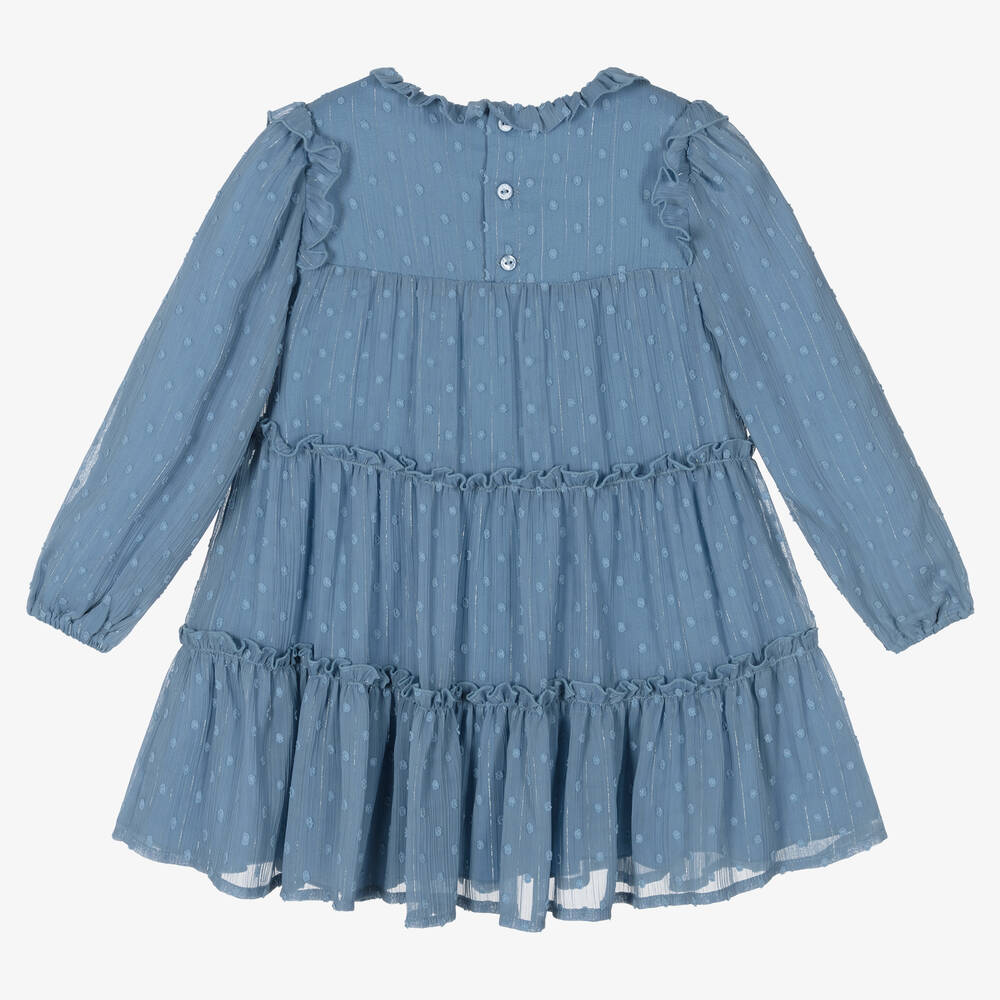 Abel & Lula-Girls Blue Chiffon Dress | Childrensalon Outlet