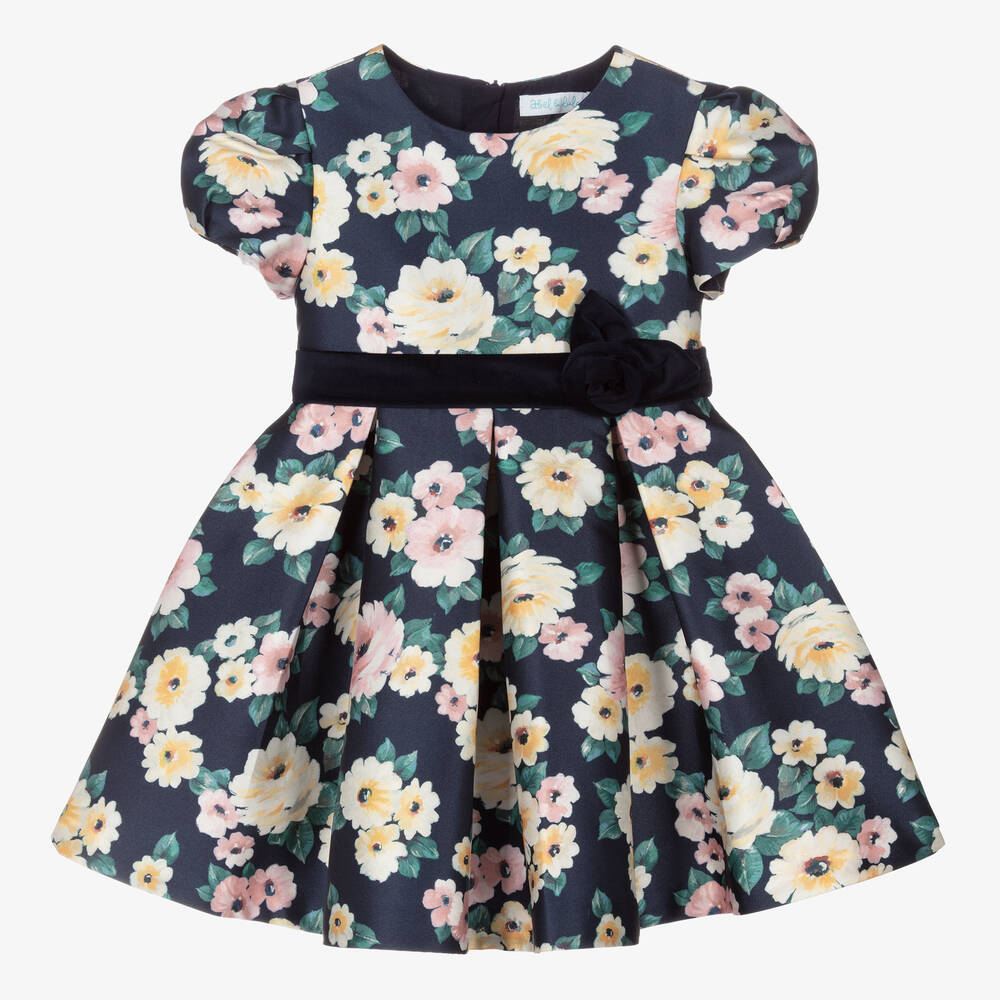 Abel & Lula - Girls Blue Floral Print Dress | Childrensalon