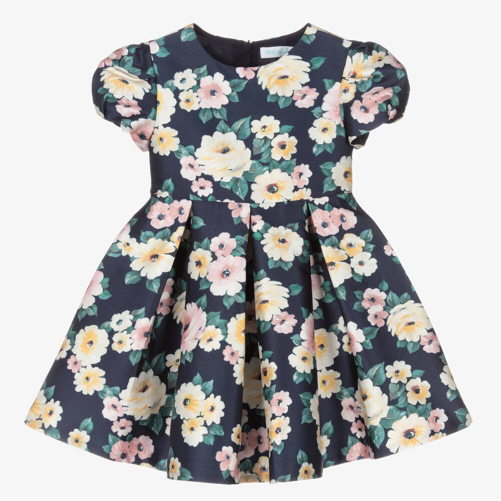 Abel & Lula-Синее платье с цветами для девочек | Childrensalon Outlet