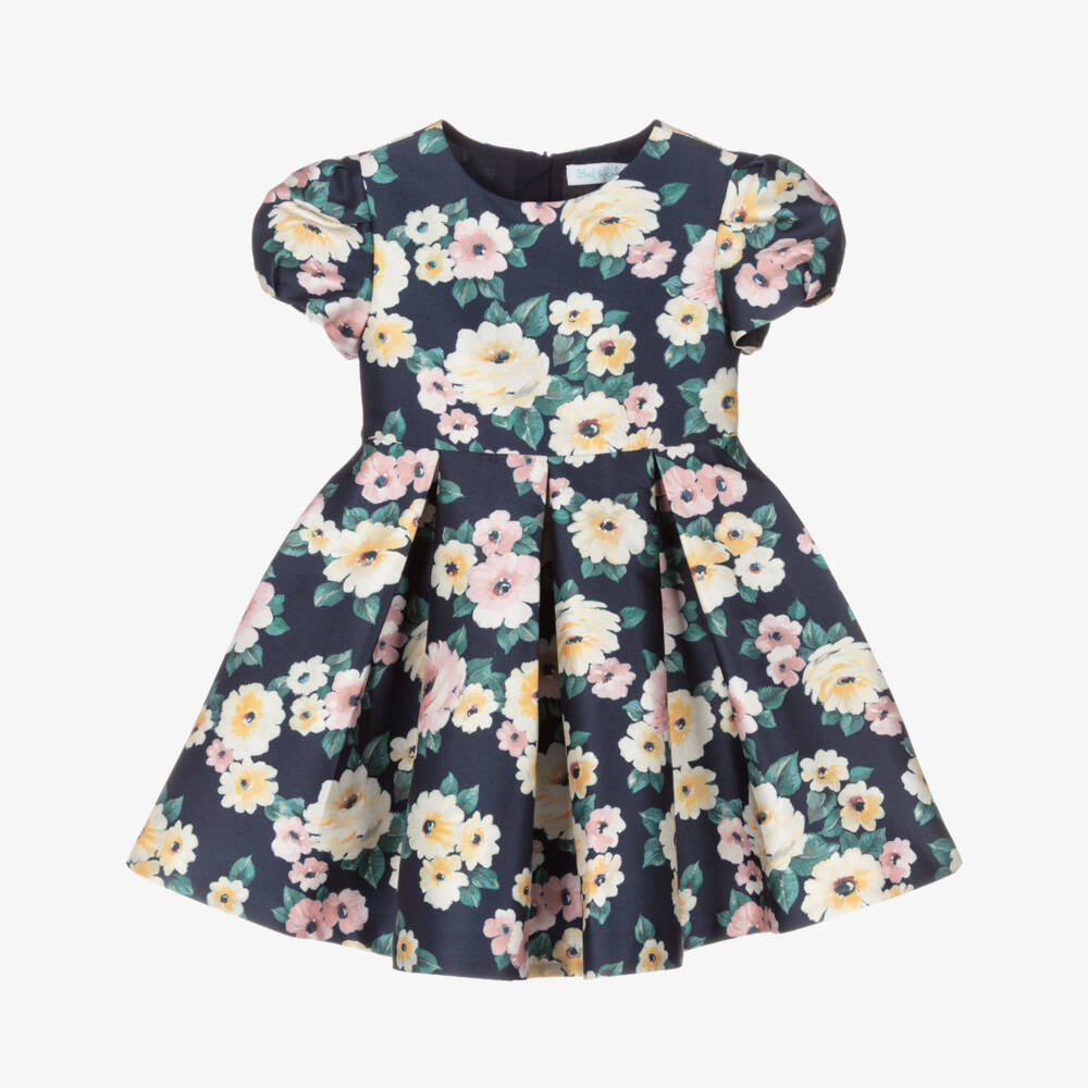 Abel & Lula-Girls Blue Floral Print Dress | Childrensalon Outlet