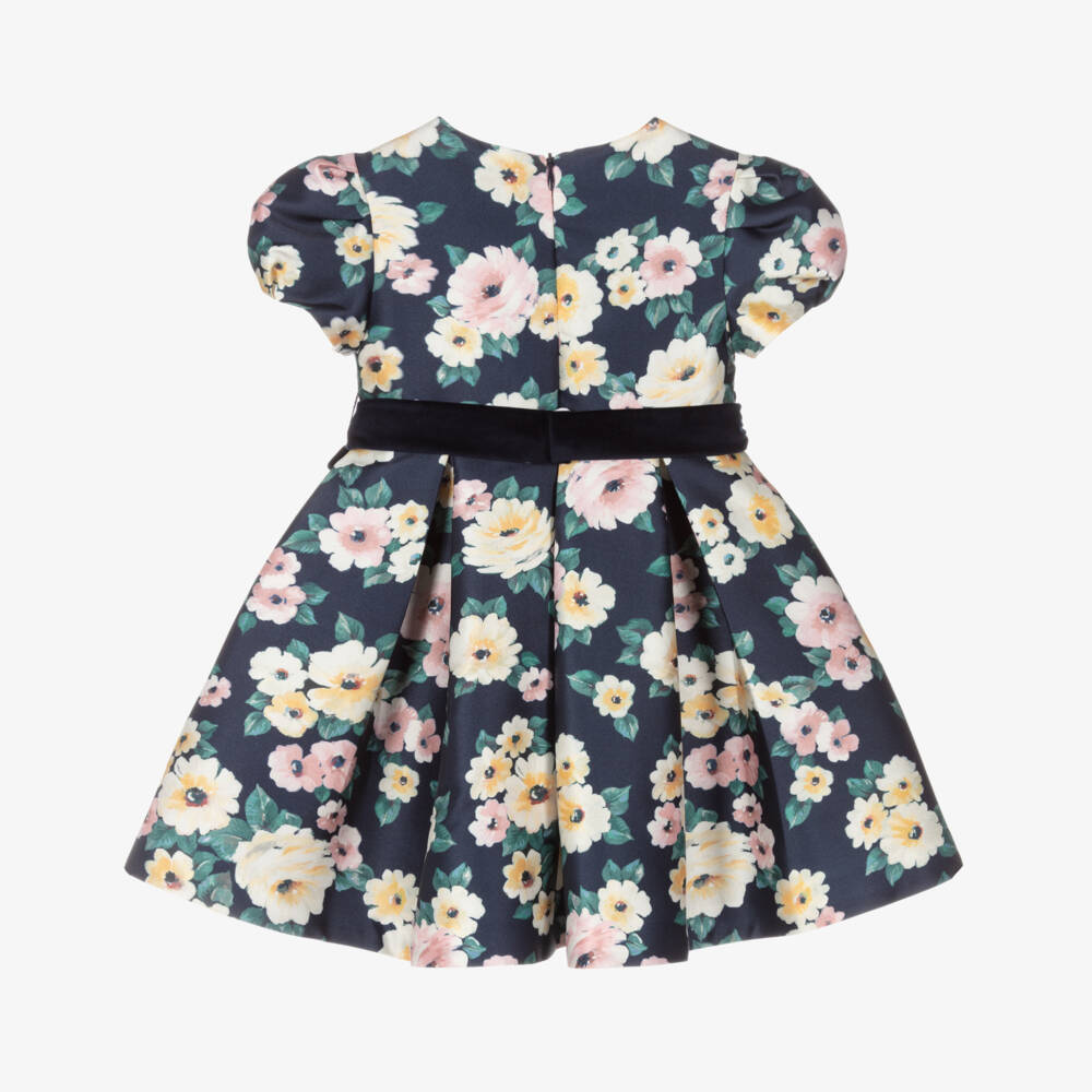 Abel & Lula-Girls Blue Floral Print Dress | Childrensalon Outlet