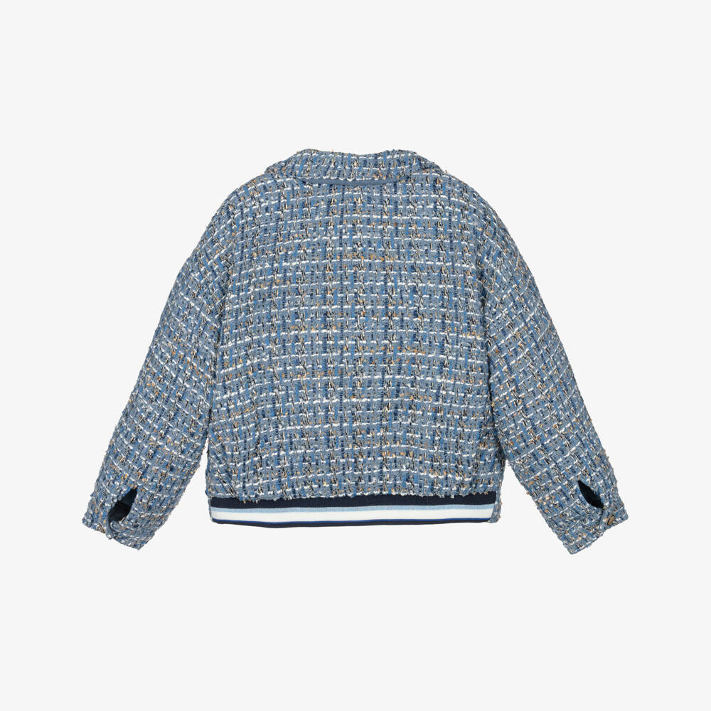 Abel & Lula-Girls Blue & Gold Tweed Jacket | Childrensalon Outlet