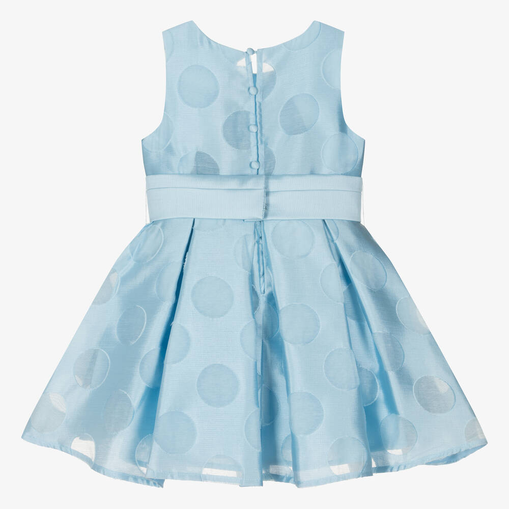 Abel & Lula-Girls Blue Organza Polka Dot Dress | Childrensalon Outlet