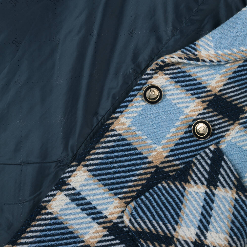 Abel & Lula-Girls Blue Plaid Double-Breasted Coat | Childrensalon Outlet