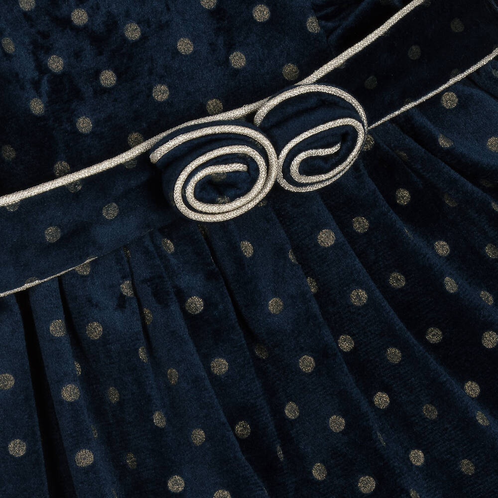 Abel & Lula-فستان مخمل منقّط لون كحلي أطفال بناتي | Childrensalon Outlet