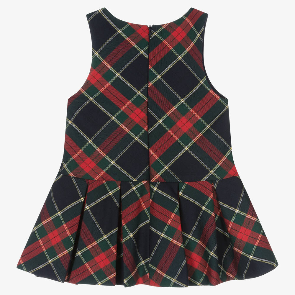 Abel Lula Girls Blue Red Tartan Pinafore Dress Childrensalon Outlet