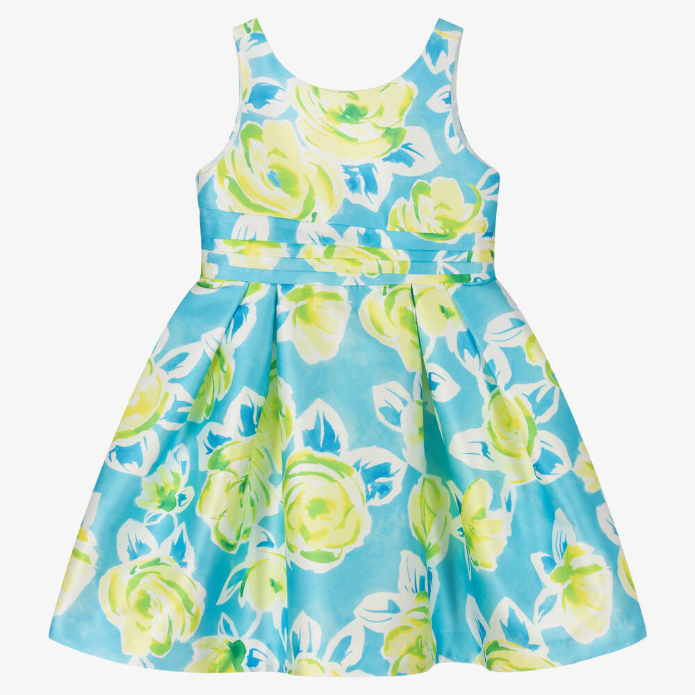 Abel & Lula - Girls Blue & Yellow Floral Dress | Childrensalon