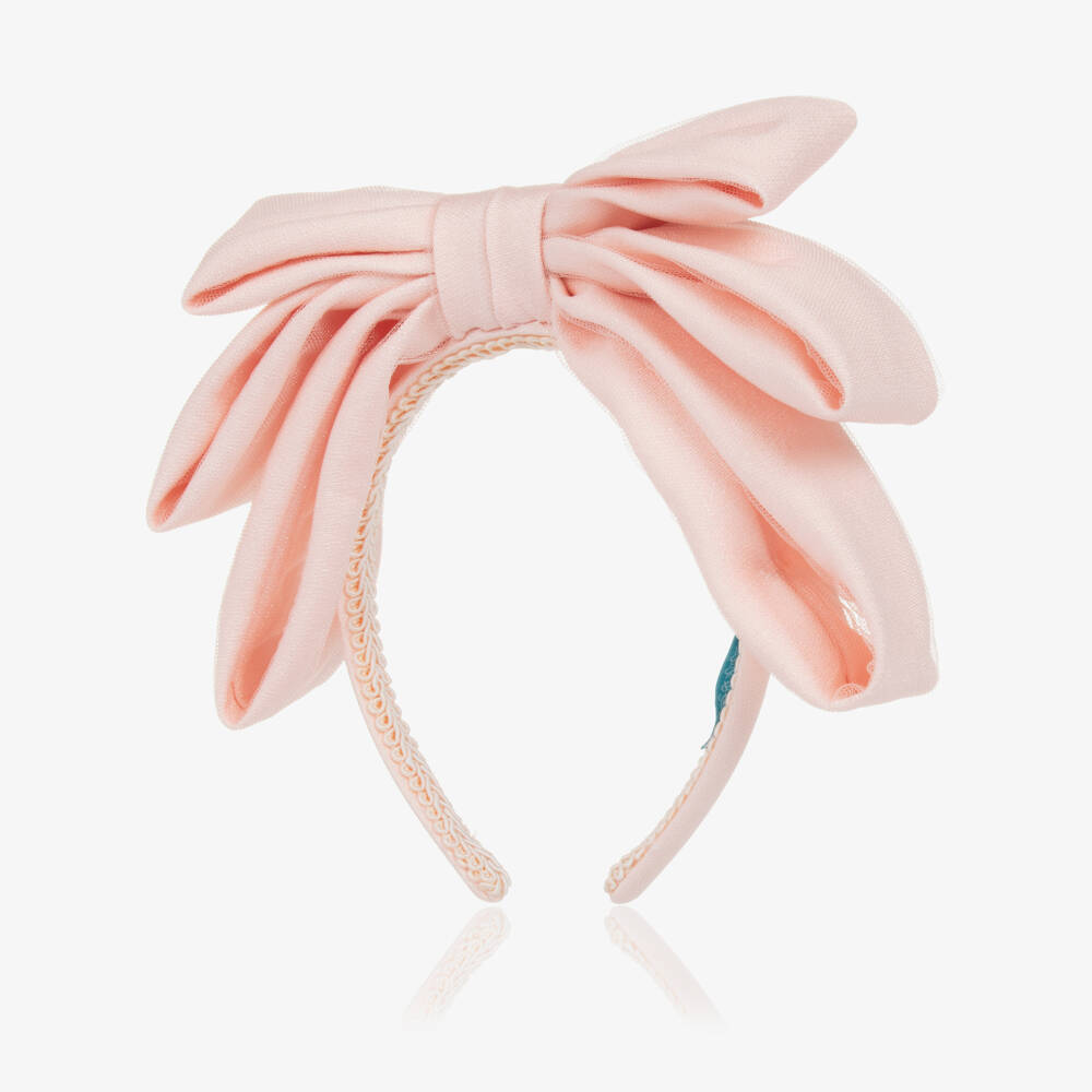 Abel & Lula-Girls Blush Bow Accent Headband | Childrensalon Outlet