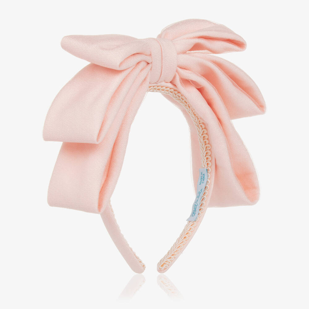 Abel & Lula-Girls Blush Bow Accent Headband | Childrensalon Outlet