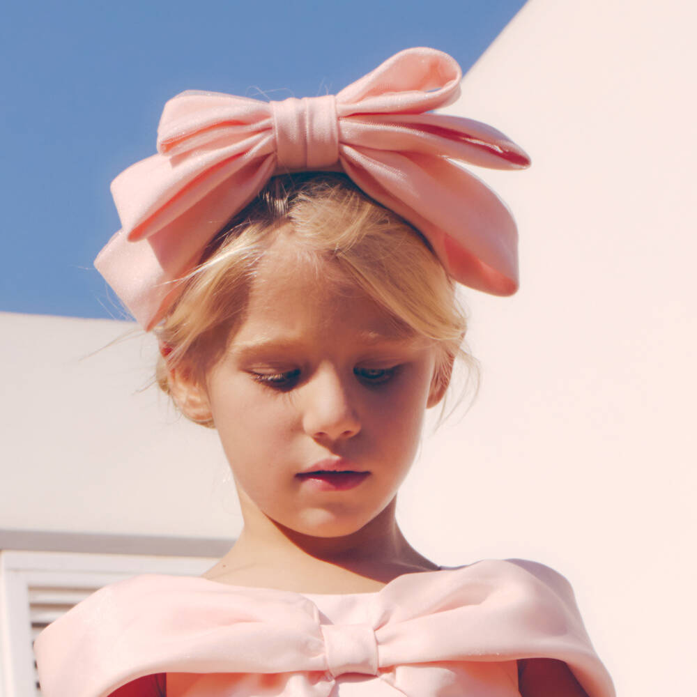 Abel & Lula-Girls Blush Bow Accent Headband | Childrensalon Outlet