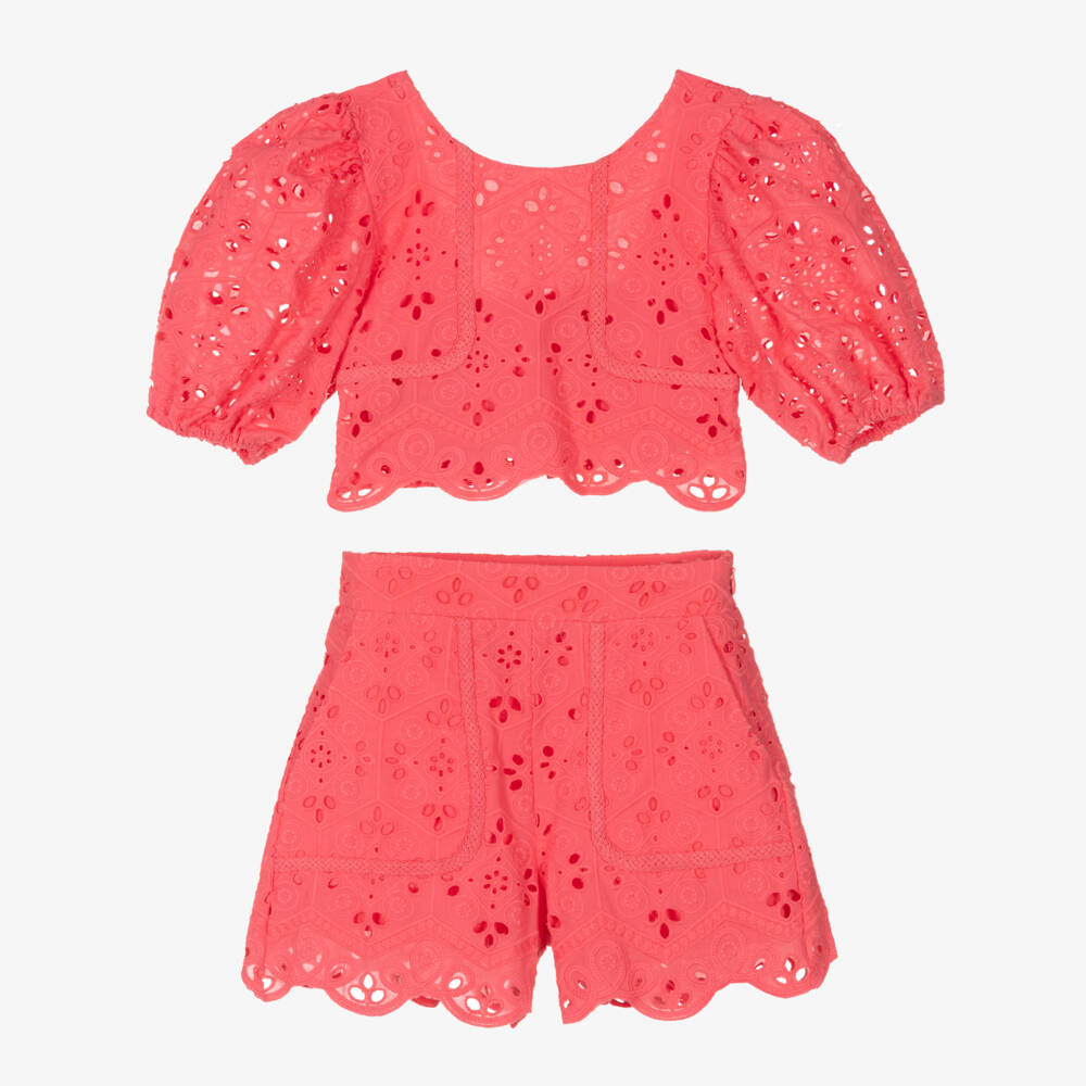 Abel & Lula-Girls Blush Broderie Ensemble | Childrensalon Outlet