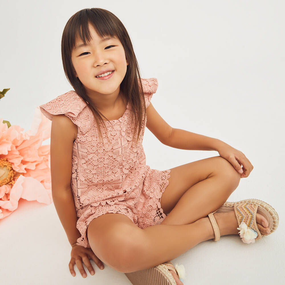 Abel & Lula-Girls Blush Lace Ensemble | Childrensalon Outlet