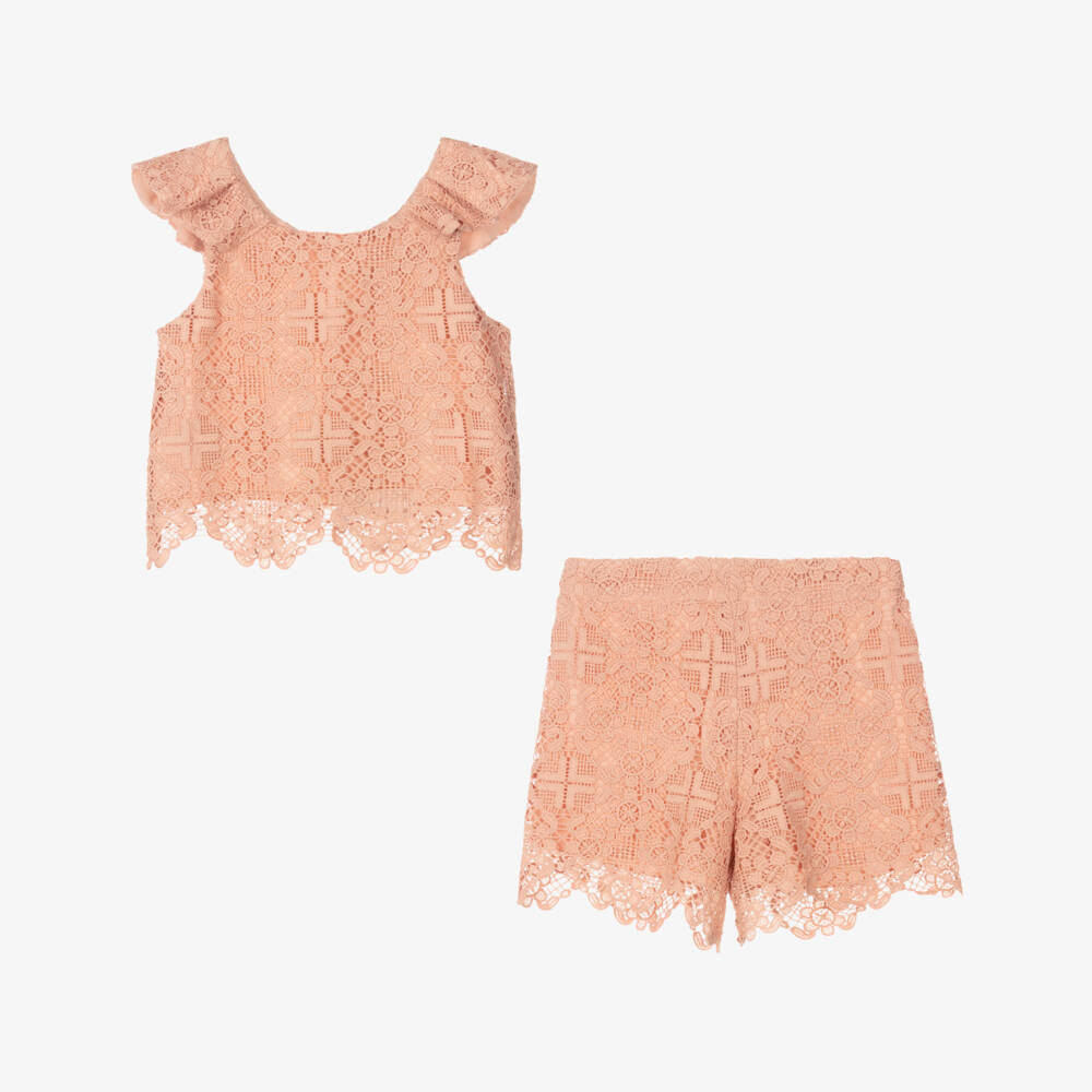 Abel & Lula-Girls Blush Lace Ensemble | Childrensalon Outlet