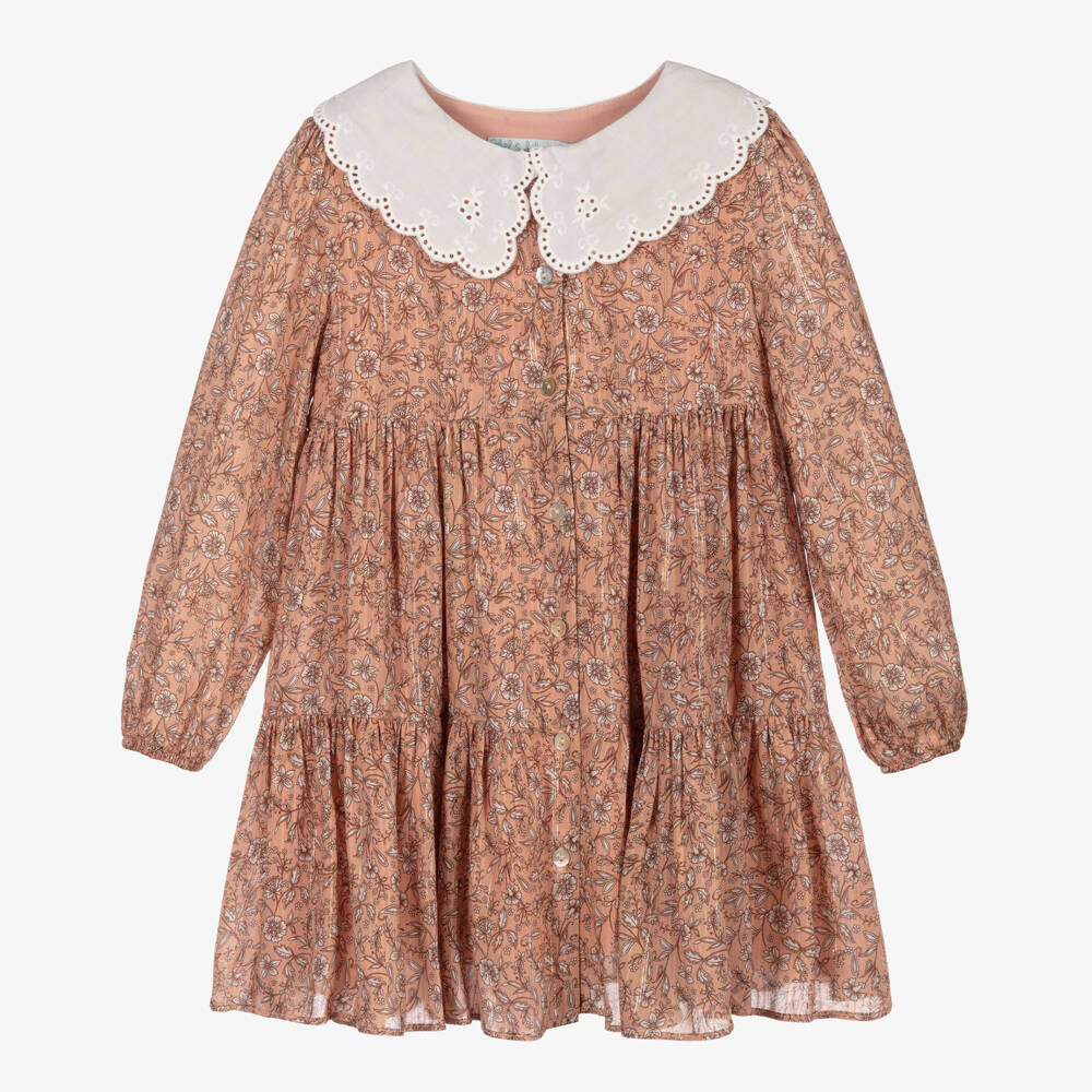 Abel & Lula-Girls Blush Pink Floral Dress | Childrensalon Outlet