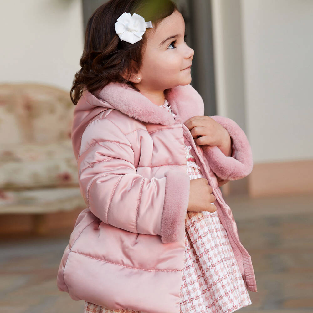 Abel & Lula-Girls Blush Quilted Coat | Childrensalon Outlet