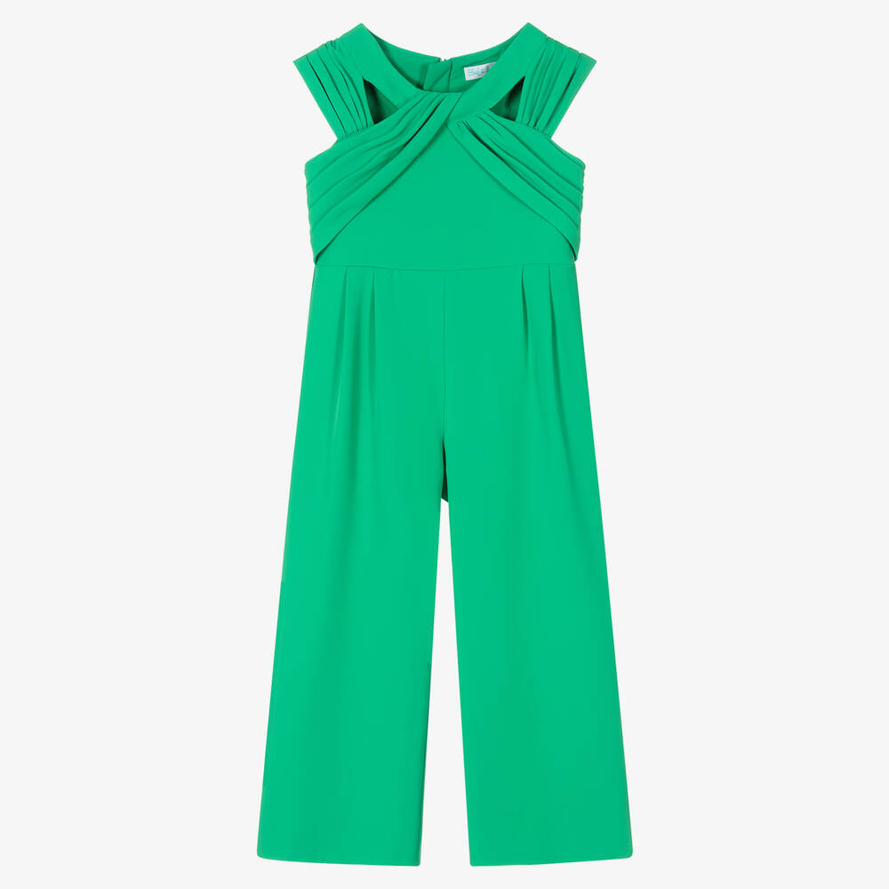 Abel & Lula-Girls Bright Green Crêpe Jumpsuit | Childrensalon Outlet
