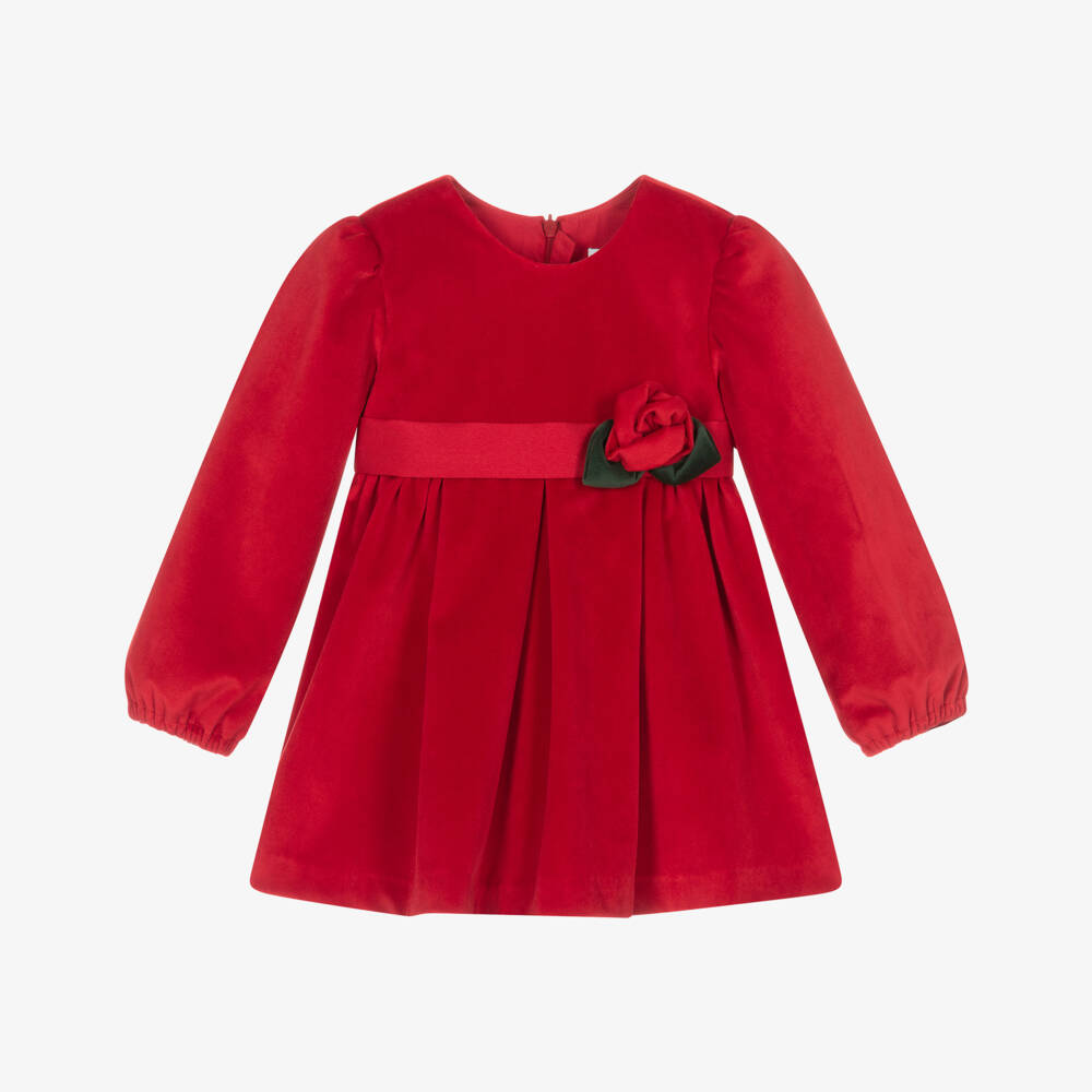 Abel & Lula-Girls Bright Red Velvet Dress | Childrensalon Outlet