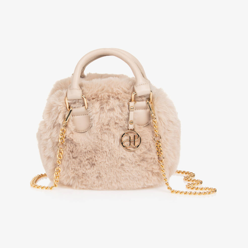 Abel & Lula-Girls Champagne Faux Fur Purse | Childrensalon Outlet