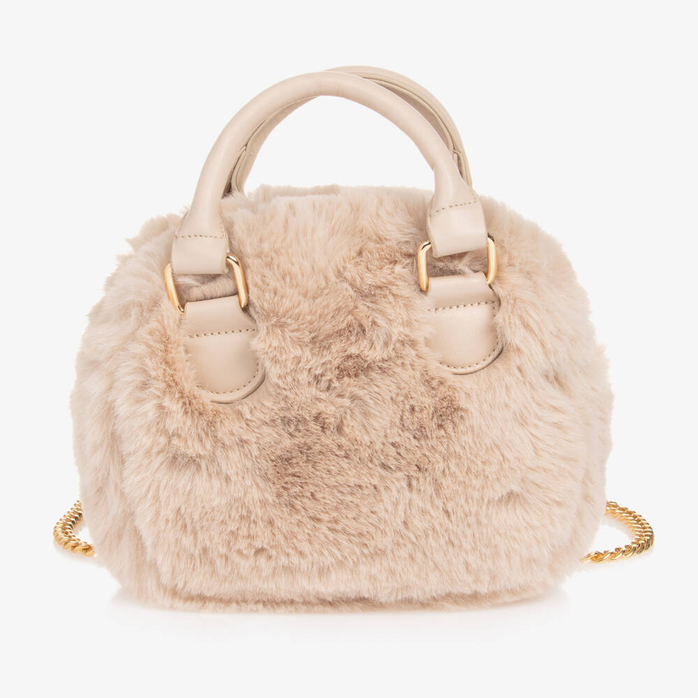 Abel & Lula-Girls Champagne Faux Fur Purse | Childrensalon Outlet
