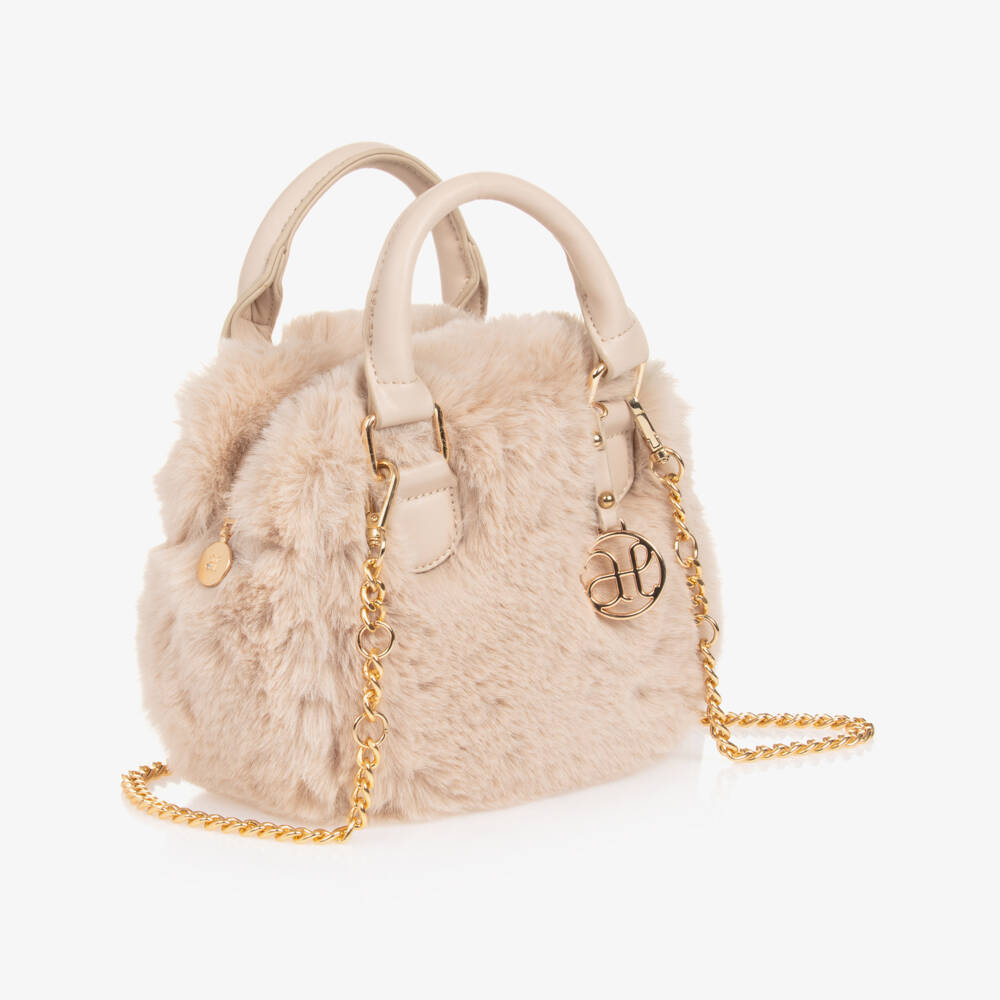 Abel & Lula-Girls Champagne Faux Fur Purse | Childrensalon Outlet