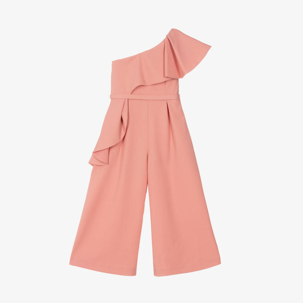 Abel & Lula-Girls Coral Asymmetric Crêpe Romper | Childrensalon Outlet