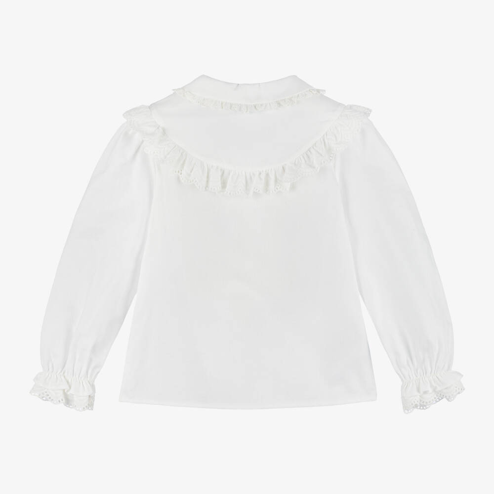Abel & Lula-Girls Cotton Blouse with Ruffles | Childrensalon Outlet
