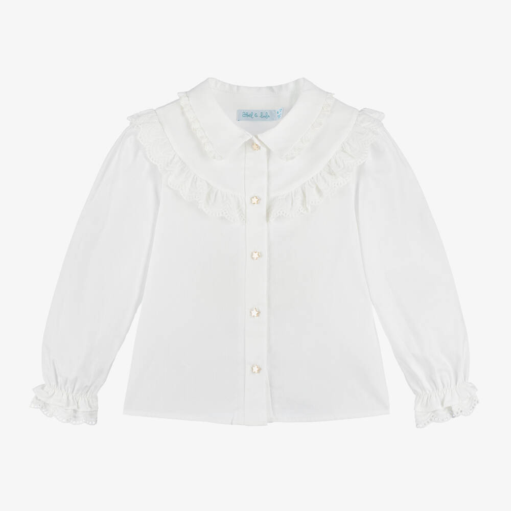 Abel & Lula-Girls Cotton Blouse with Ruffles | Childrensalon Outlet