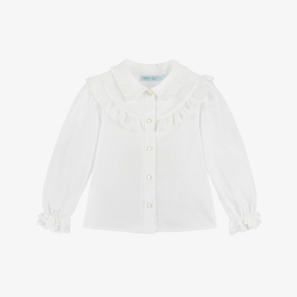 Abel & Lula-Girls Cotton Blouse with Ruffles | Childrensalon Outlet