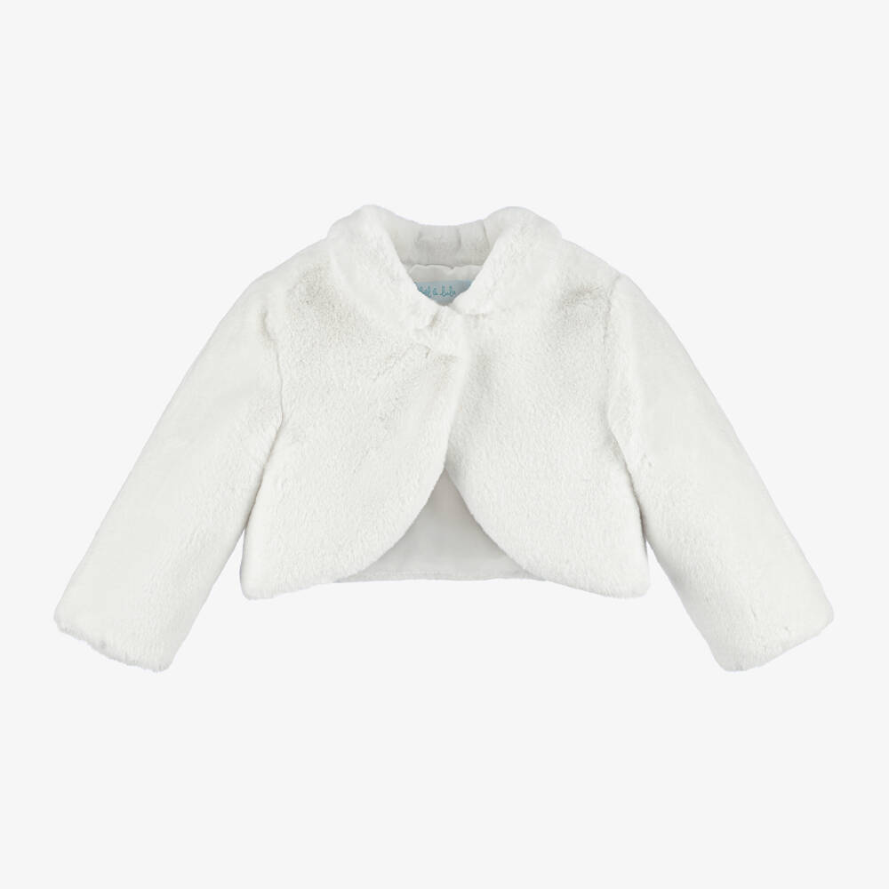 Abel & Lula-Girls Cream Faux Fur Coat | Childrensalon Outlet