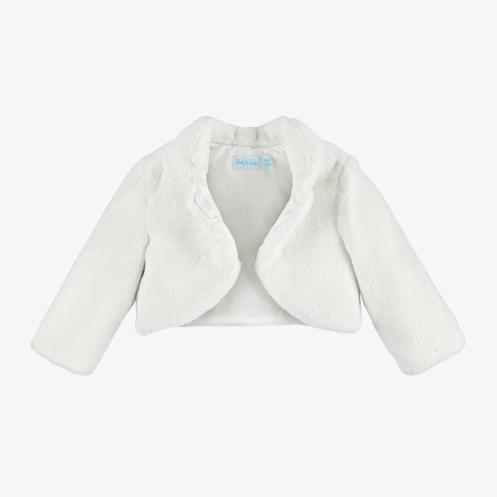 Abel & Lula-Girls Cream Faux Fur Coat | Childrensalon Outlet