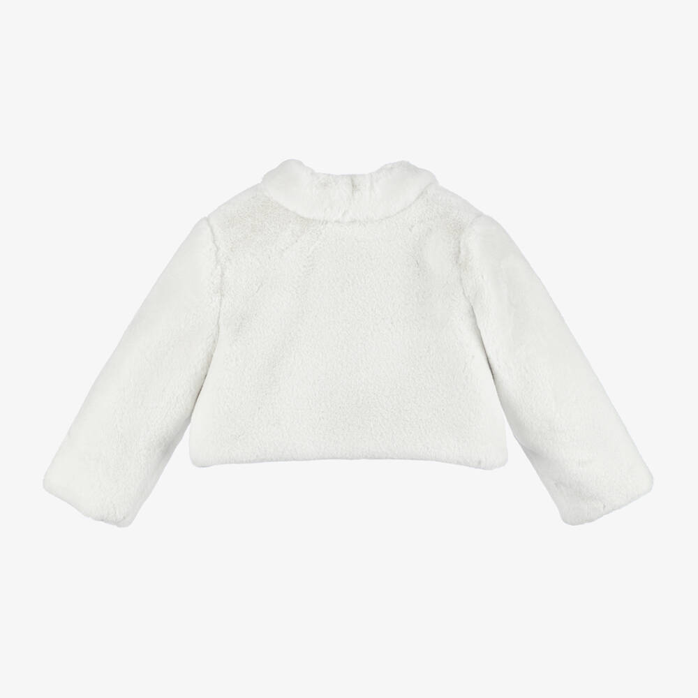 Abel & Lula-Girls Cream Faux Fur Coat | Childrensalon Outlet