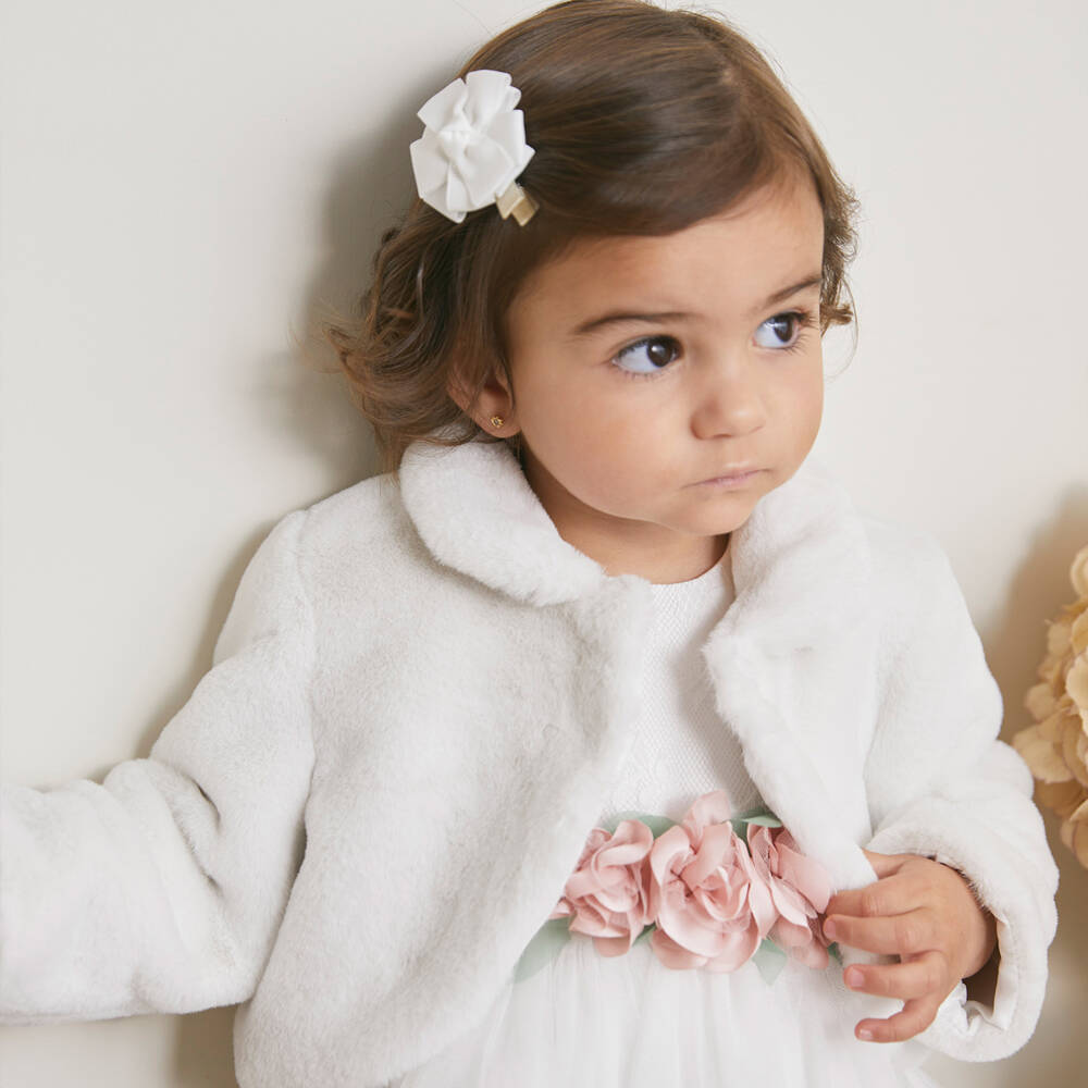 Abel & Lula-Girls Cream Faux Fur Coat | Childrensalon Outlet