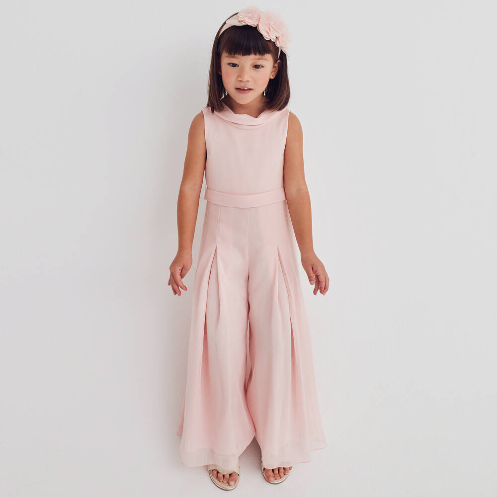 Abel & Lula-Girls Delicate Pink Crêpe Romper | Childrensalon Outlet