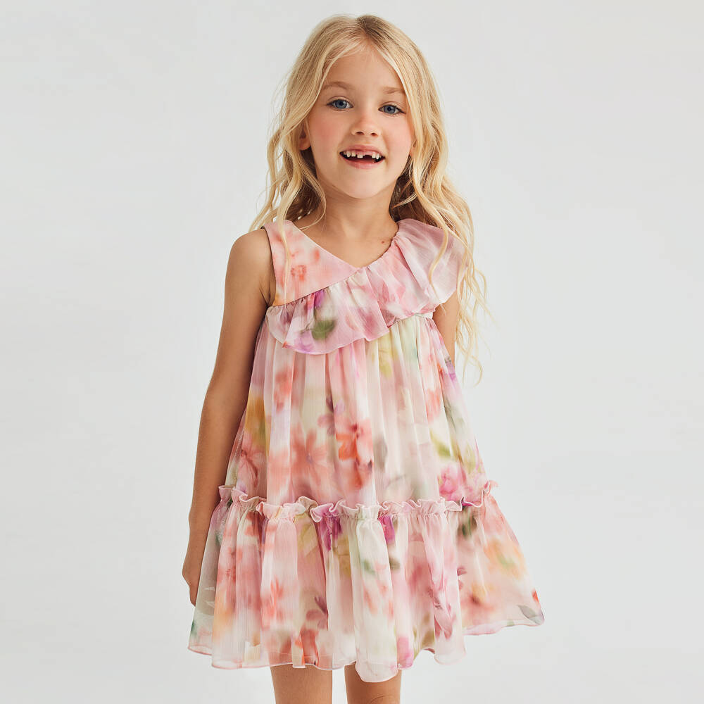 Abel & Lula-Girls Delicate Pink Ruffle Dress | Childrensalon Outlet