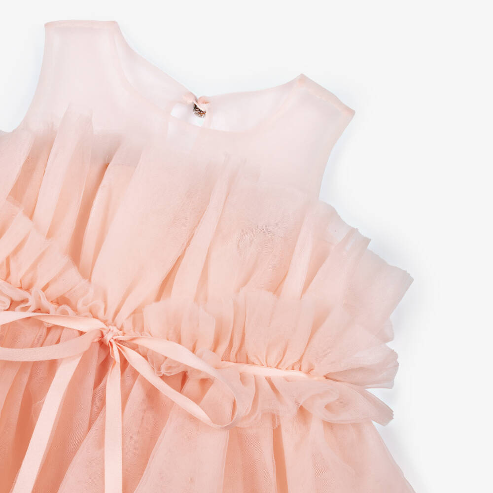 Abel & Lula-Girls Delicate Pink Tulle Frock | Childrensalon Outlet