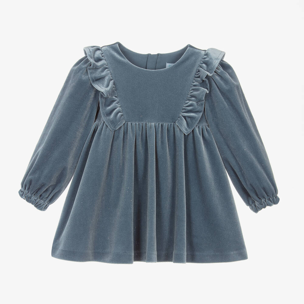 Abel & Lula-Girls Dusky Blue Glitter Dress | Childrensalon Outlet